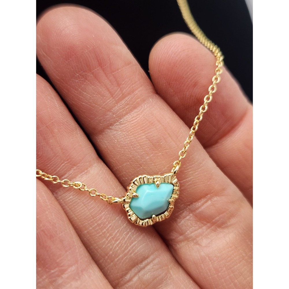 Kendra Scott Tessa Pendant Necklace Gold Blue Turquoise‎ Magnesite Stone Chic - Picture 5 of 10